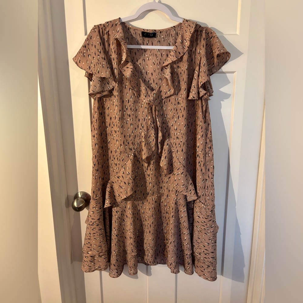 Ruffled Blush Dress with Pattern